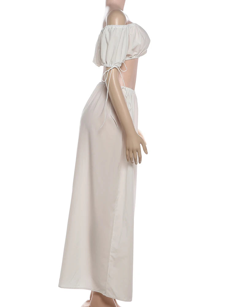 Elegant Puff Sleeve Top & Long Skirt Set