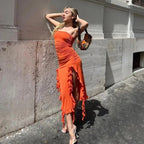 Tube Top Strapless Sexy Midi Dress