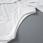 Y2K White Hooded Hollow Out Crop Tank Top