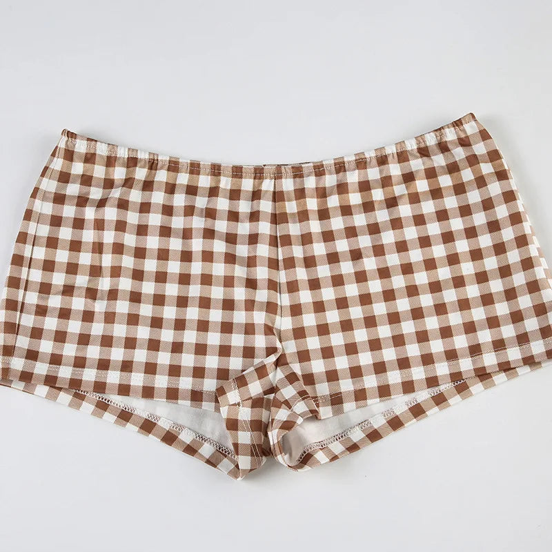 Summer Plaid Short Sleeve Pajama Set