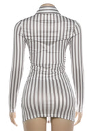 Stripe Print two piece Set With Crop Blouse And Hip Skirt