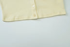 Square Collar Crop Top With Long Flare Sleeves And Button Details