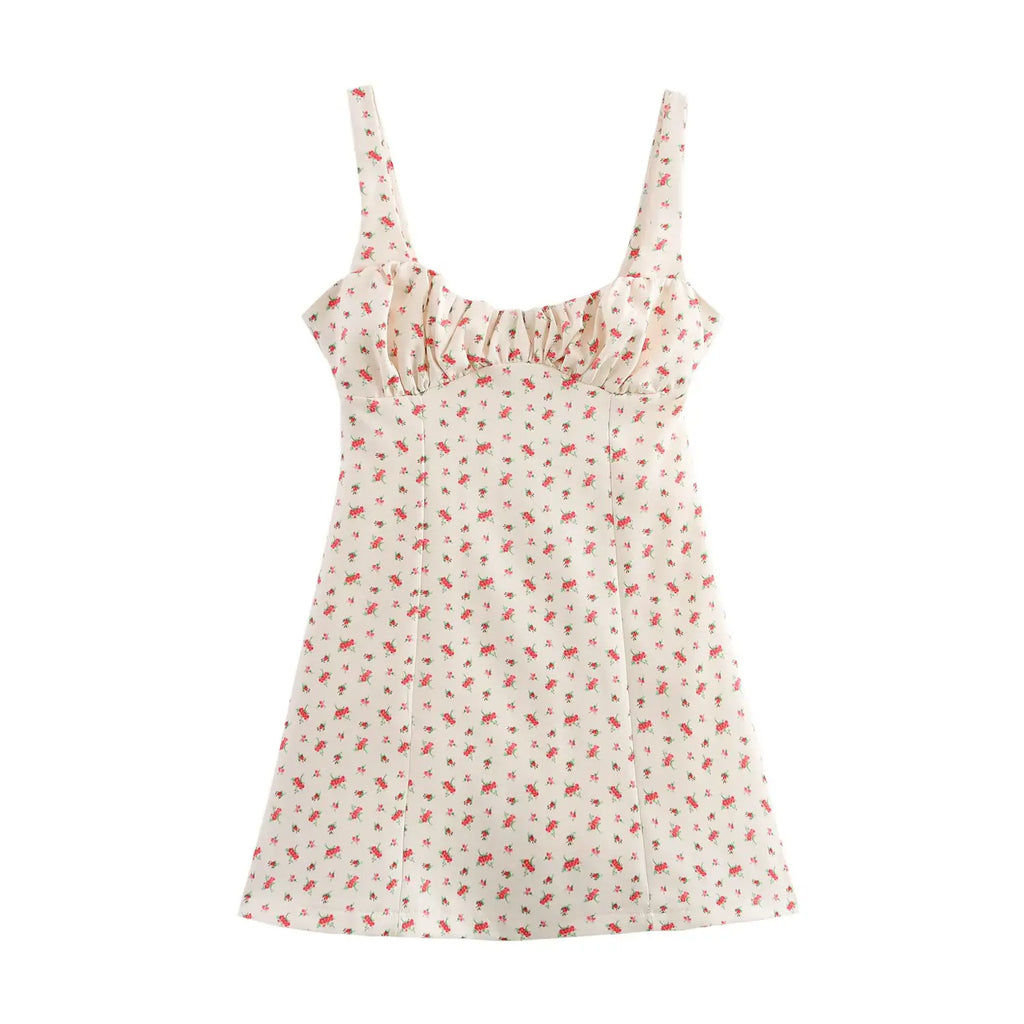 Sweet Floral Waist Slim Fit Suspender Playful Chic Mini
