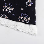 Floral Patchwork Mini Dress With Off Shoulder Square Collar Two Piece Look A Line