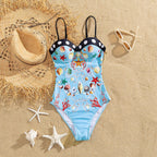 Playful Print Underwire One Piece Swimsuit With Skirt For Beach Summer Fun