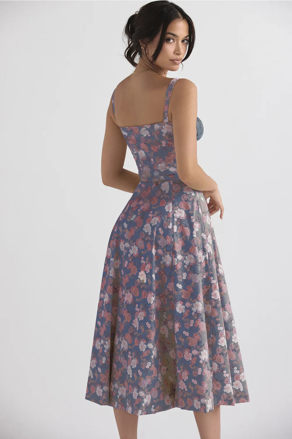 Spaghetti Strap Maxi Dress With Wrap Bow Lace Up Front Elegant Long Gown