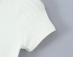 O Neck Slim White Cotton Tee For Women Short Sleeve
