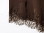 Lace Slip Mini Dress With Satin Backless Asymmetric Cut