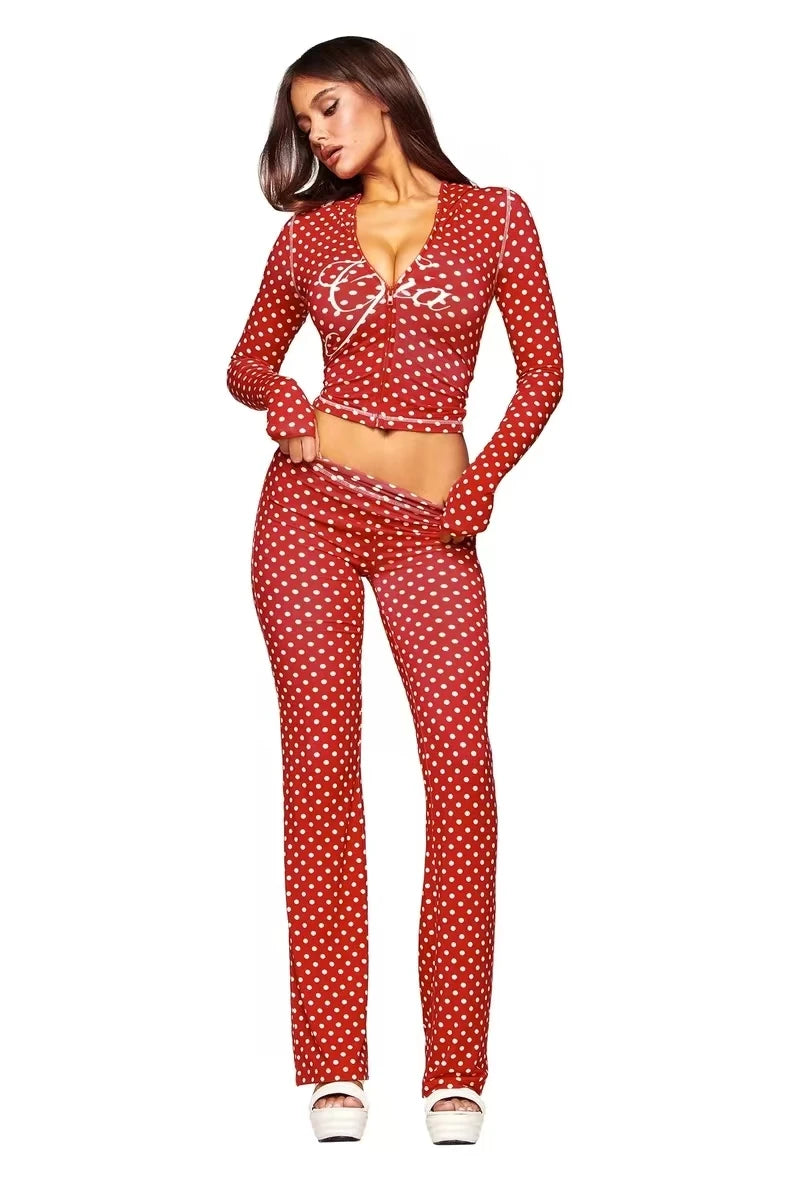 Two Piece Slim Fit Letter Print Hooded Zipper Jacket And Pants Set Open Thread Design