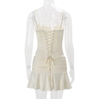 Two Piece Set Slim Top And Pleated Skirt With Ruffles
