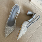 Elegant Pointed Toe Slingback Pumps In Breathable Mesh