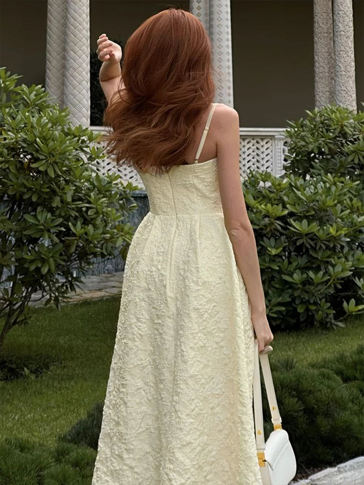 Backless O Neck Sling Maxi Dress A Line Slim