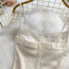 Sexy Basic Knit Lace Crop Top