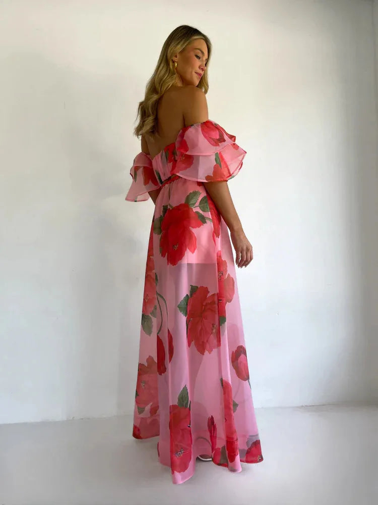 Sexy Print Asymmetrical Hem Long Skirt Set Fashionable Sleeveless Women's Polyester Fabric Casual Leisure Suit