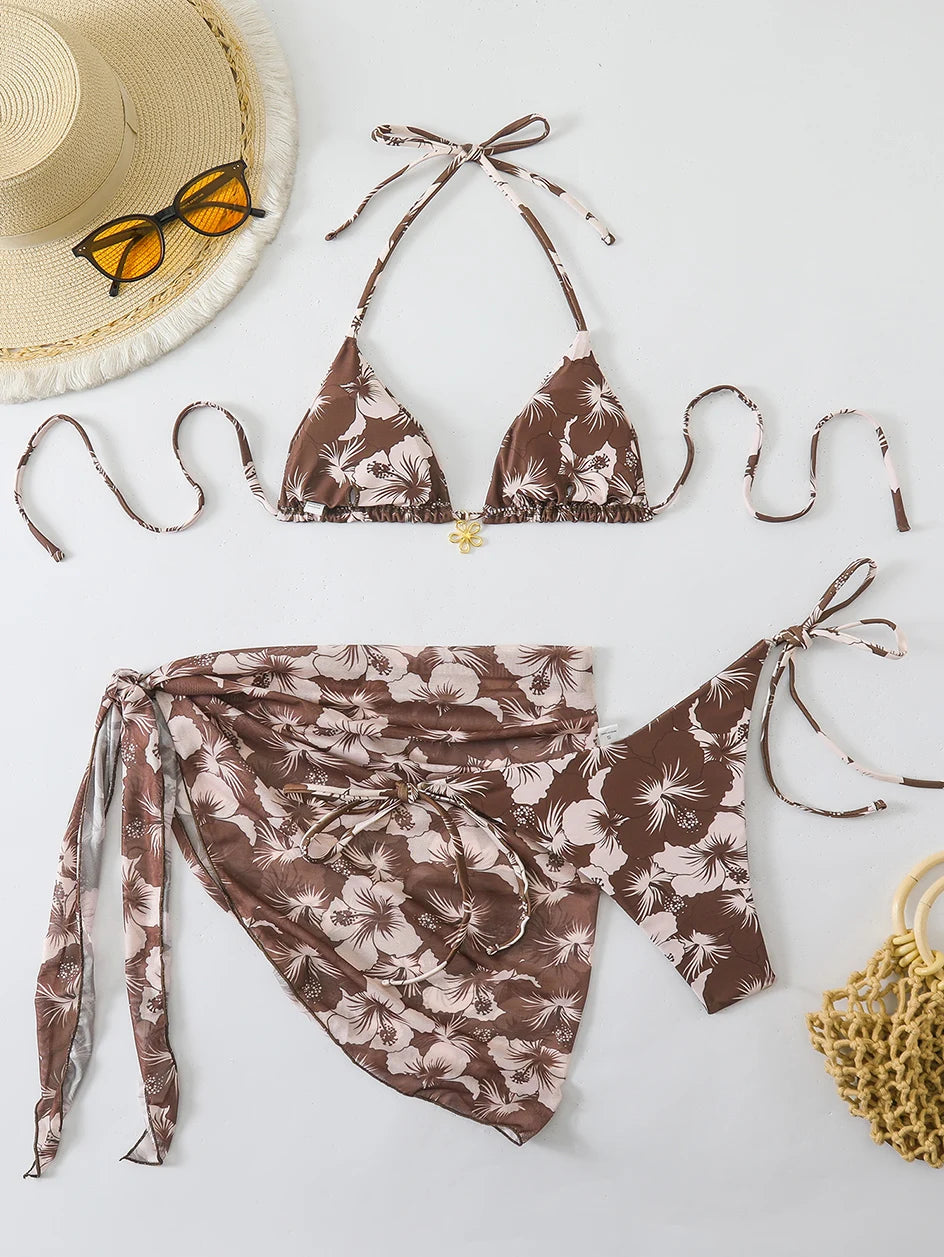 Triangle Bikini Set With Cover Up