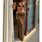 Yellow Polka Dot Skirt Halter Female Three-piece Bikini Set