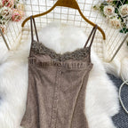 Sexy Basic Knit Lace Crop Top