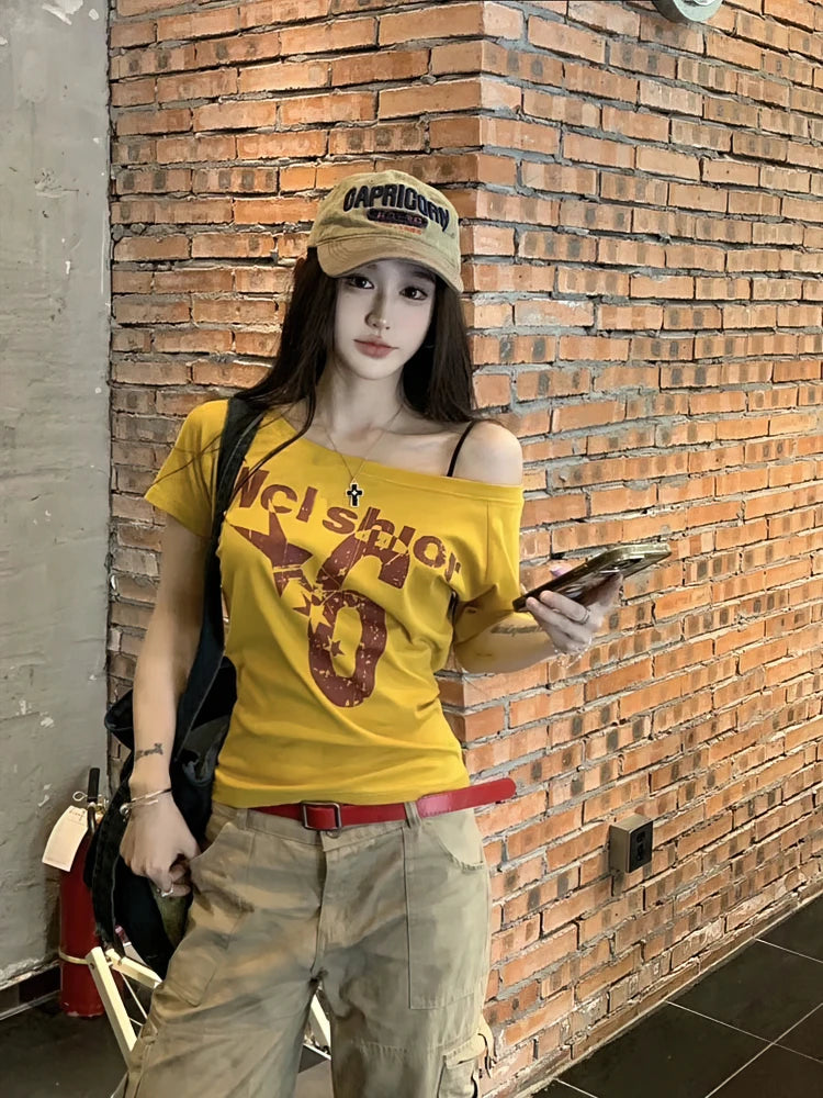 Off Shoulder Sport Top For Women Vintage Inspired Crop