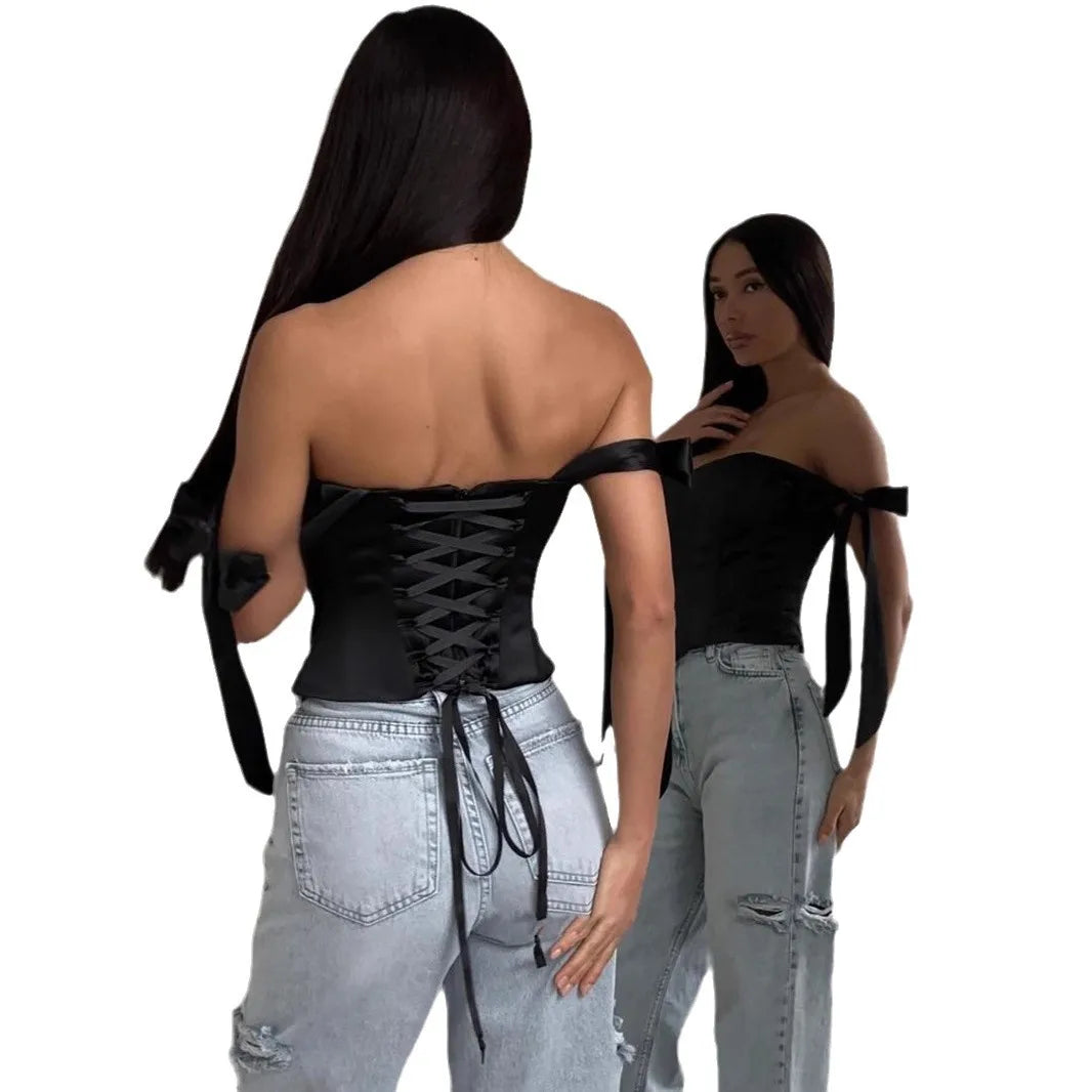 White Bandage Corset Top Bustier Women Sleeveless