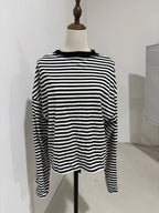 Stripe Patchwork Long Sleeve Tee for Casual Streetwear and Everyday