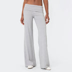 Casual Wide Leg Sweatpants Fold Over Waist Low Rise Flare Yoga Lounge