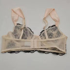 Sexy Lace Push Up Bra And Panty Set Featuring Semi Sheer Floral Design With Ring Embellishment