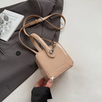 Mini Box PU Leather Crossbody Bag With Short Handle Phone Friendly Compact