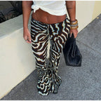 Zebra Print Sheer Chiffon two piece Set With Maxi Tank Top And Wide Leg Pants