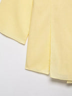 Breezy Linen Kimono Two-piece Set With Lace Up Top And Wide Leg Pants
