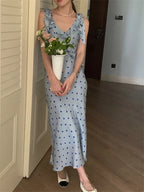 Allover Printed Dress With V Neckline Ruffles And Sleeveless Silhouette