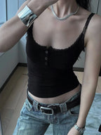 Square Collar Backless Single Breasted Ruffles Camisole