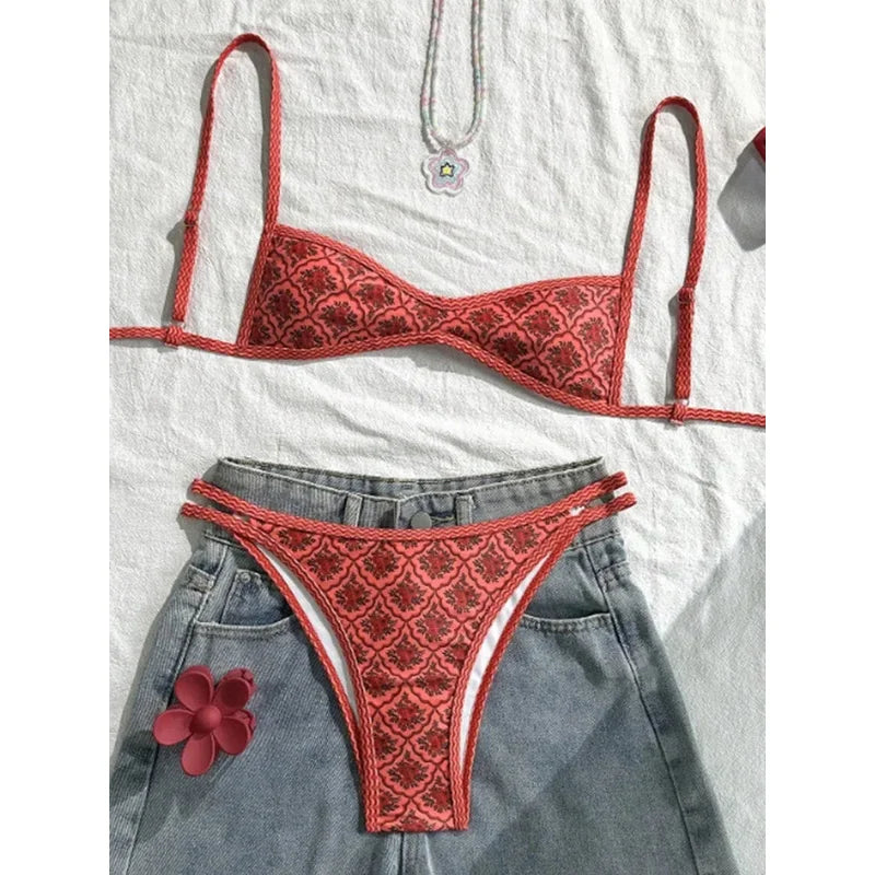 Floral Print High Leg Bikini Set Two Piece Swimwear For Women Vibrant Summer Bathing Suit