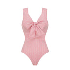 Women's One Piece Swimsuit Strapless 3D Floral Striped Monokini with Wire-free Padded