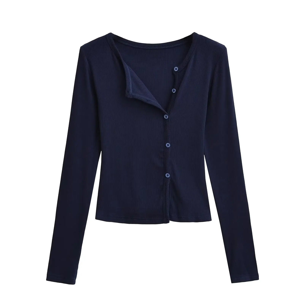 Knit Cardigan With Subtle Side Button Details