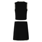 Black And White Skirt Set For Women With Elegant Contrast Design