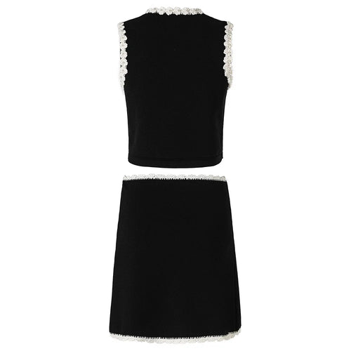 Black And White Skirt Set For Women With Elegant Contrast Design