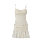 Two Piece Set Slim Top And Pleated Skirt With Ruffles