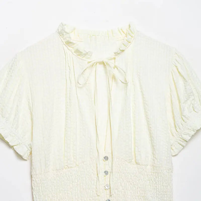 Elegant Chest Cutout Top With Elastic Waist