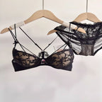 Lace Front Closure Lingerie Set For Women Wirefree Push Up Bra Delicate Straps Lightweight Comfort