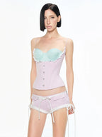 Sweet Romance Patchwork Lace Camisole With Soft Neckline