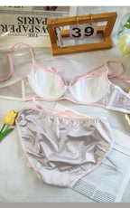 Dreamy Vintage Satin Lingerie Set With Lace Trim And Steel Ring Accents For Elegant Nightwear