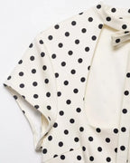 Polka Dot Cutout Bow Front Mini Dress