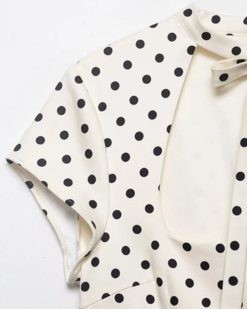 Polka Dot Cutout Bow Front Mini Dress