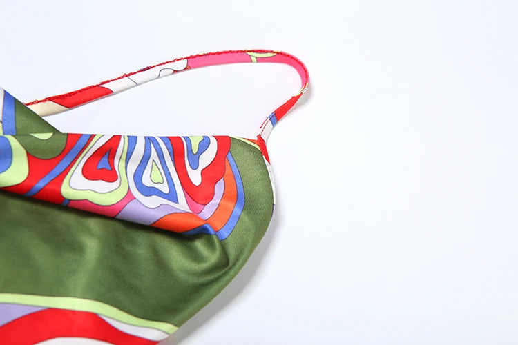 Colorful Print Backless Bodycon Mini Dress