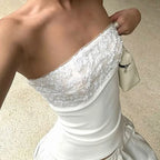 Fairycore White Tube Top With Backless Patchwork Bandeau