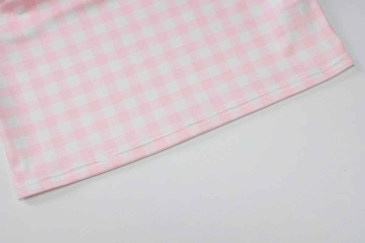 Square Collar Plaid Tank Top Sleeveless