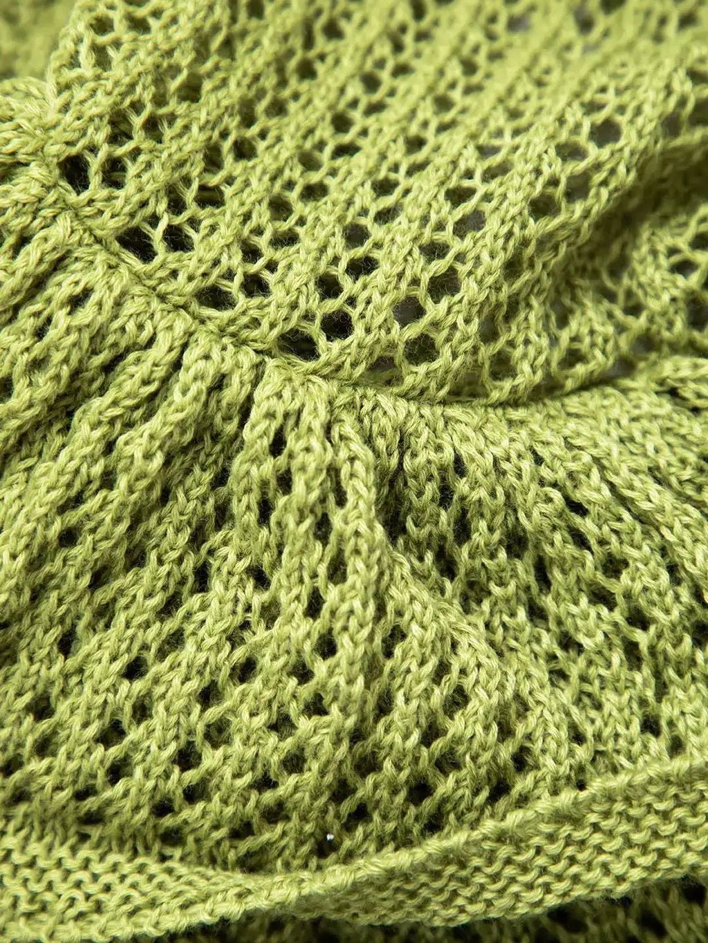 Open Knit Crochet Cami Mini Dress With Ruffle Hem