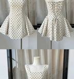 Polka Dot Gingham Mini Dress With Square Collar