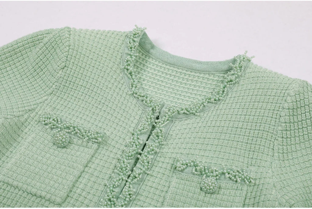 Beaded Knit A Line Dress