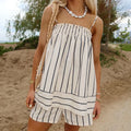 Summer Striped Peplum Cami Top And Flowing Boxer Shorts Two Piece Lounge Set For Vacation